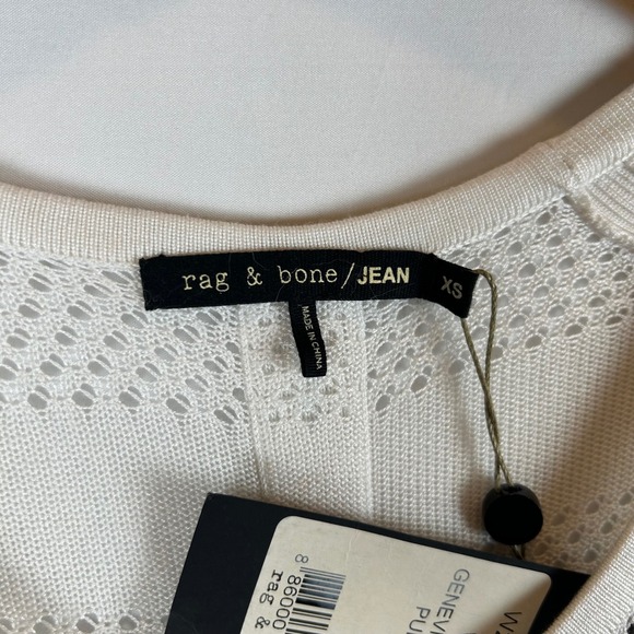 NWT Rag & Bone Genevieve Raglan Pullover Top Knit‎ Sweater White XS **FLAW** - Picture 3 of 11